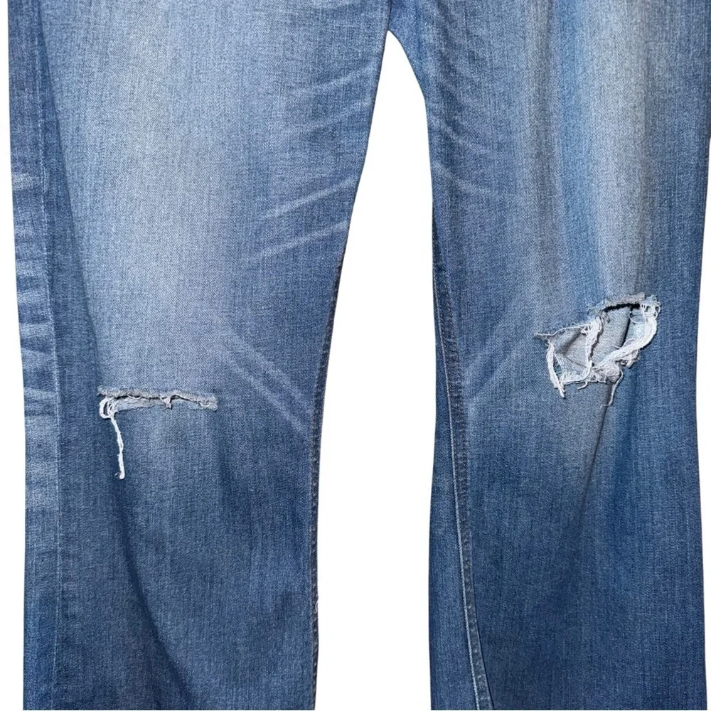 J. CREW Billie Demi Boot Crop Jeans in Warm Indigo Distressed Plus Size 32